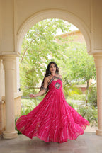 Premium Laheriya Print Kutchi Patchwork Garba Wear Gown
