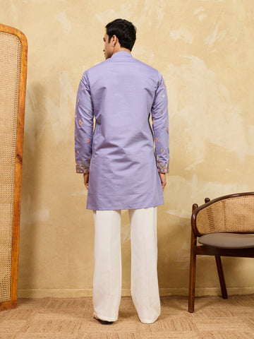 Luxury Lavender Embroidered Designer Kurta Set with Pant
