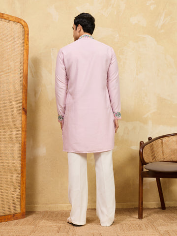 Premium Lavender Detailed Embroidered Ethnic Kurta Set with Pant