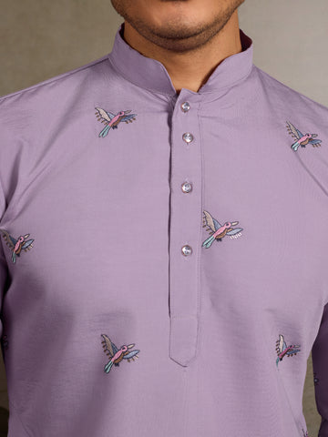 Premium Lavender Embroidered Kurta for Mens Wear