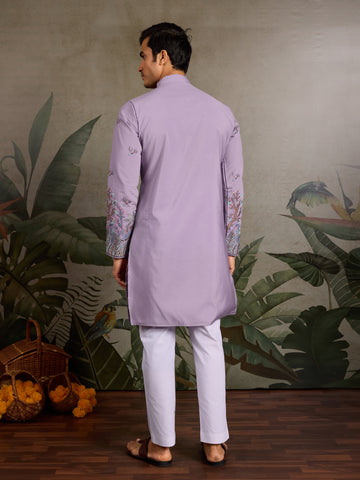 Premium Lavender Embroidered Kurta for Mens Wear