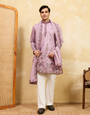 Elegant Lavender Embroidered Kurta with Dupatta for Men