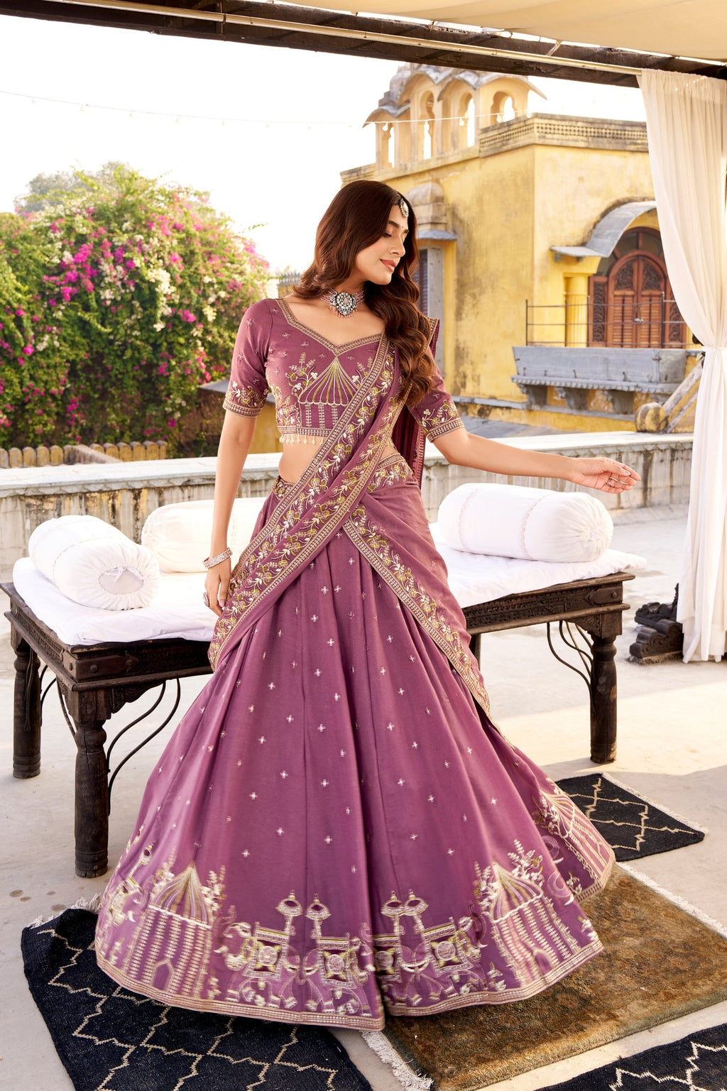 Celestial Lavender Hand Embellished Luxury Bridesmaid Lehenga
