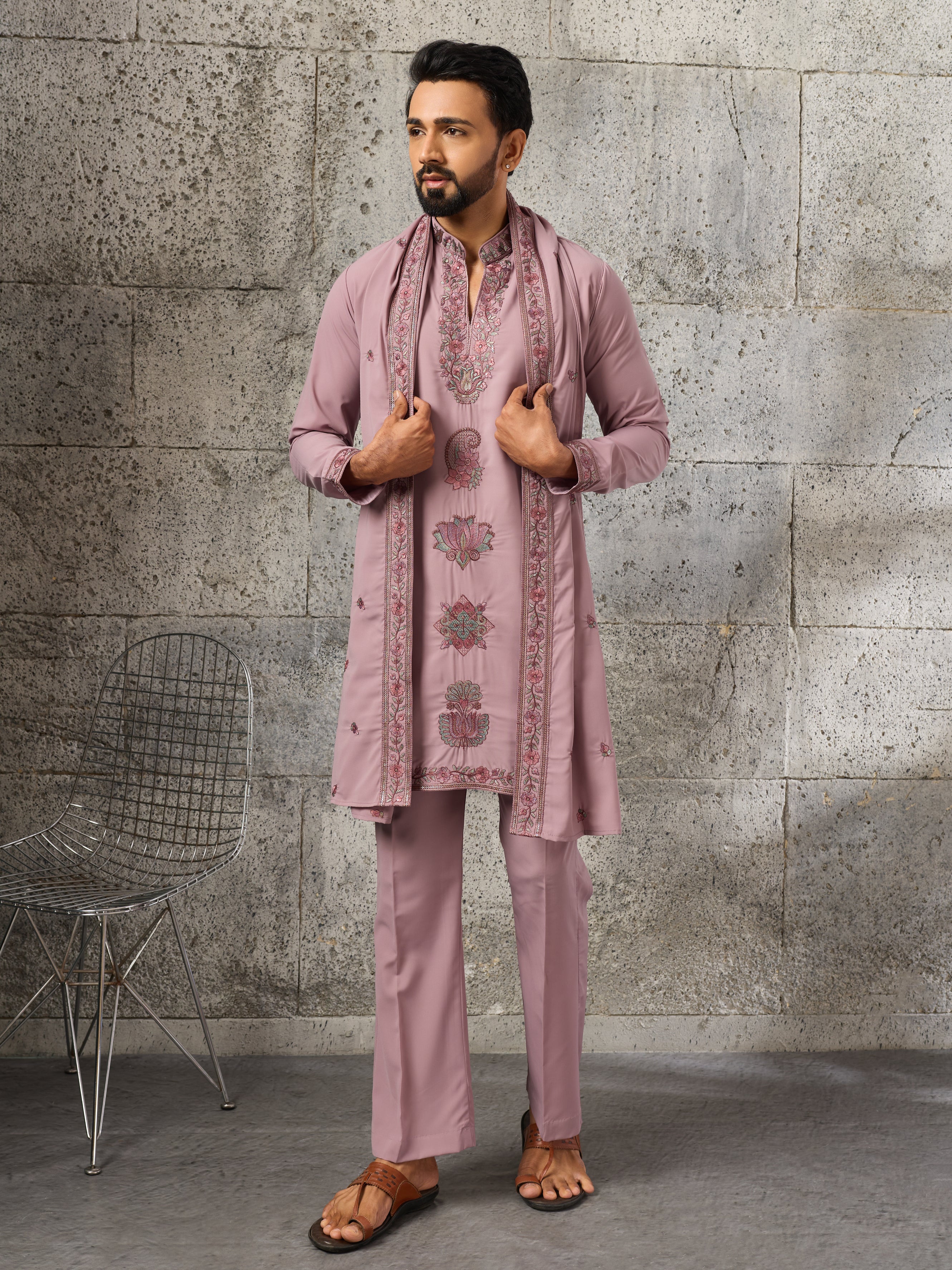 Timeless Lavender Japanese Lachka Traditional Kurta Dupatta Set
