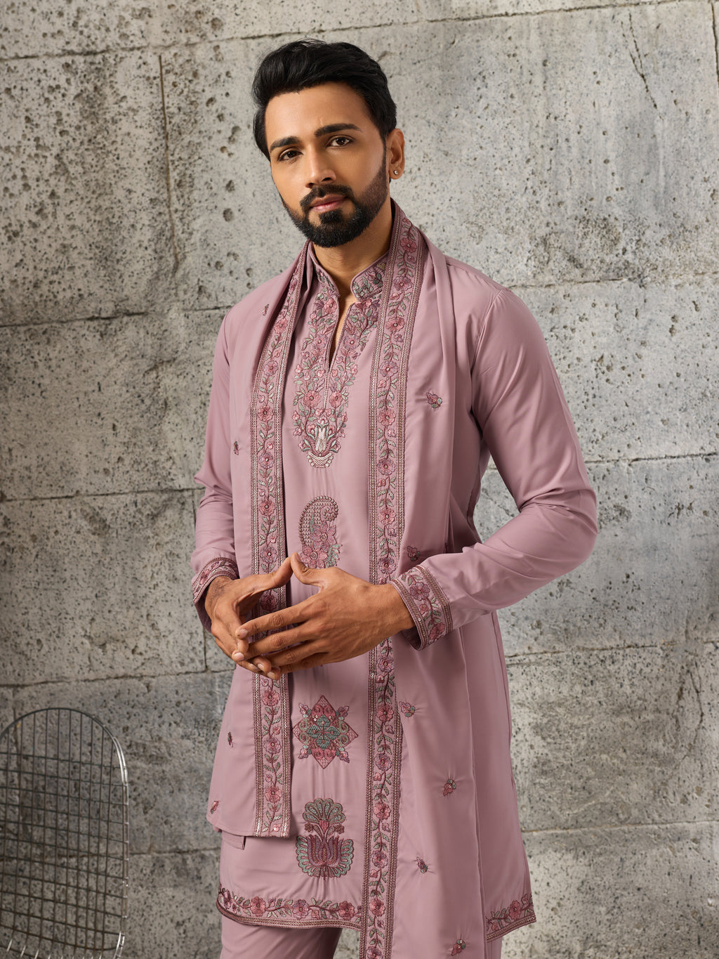 Timeless Lavender Japanese Lachka Traditional Kurta Dupatta Set
