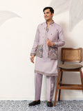 Indian Traditional Dusty Lavender Koti Kurta Pant Wedding Set
