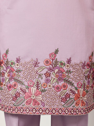 Lavender Kurta Pant Set for Traditional Mens Fashion