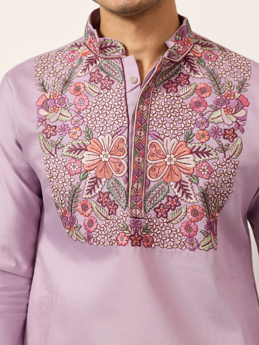 Lavender Kurta Pant Set for Traditional Mens Fashion