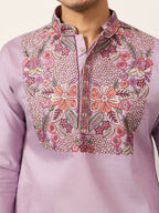Lavender Kurta Pant Set for Traditional Mens Fashion