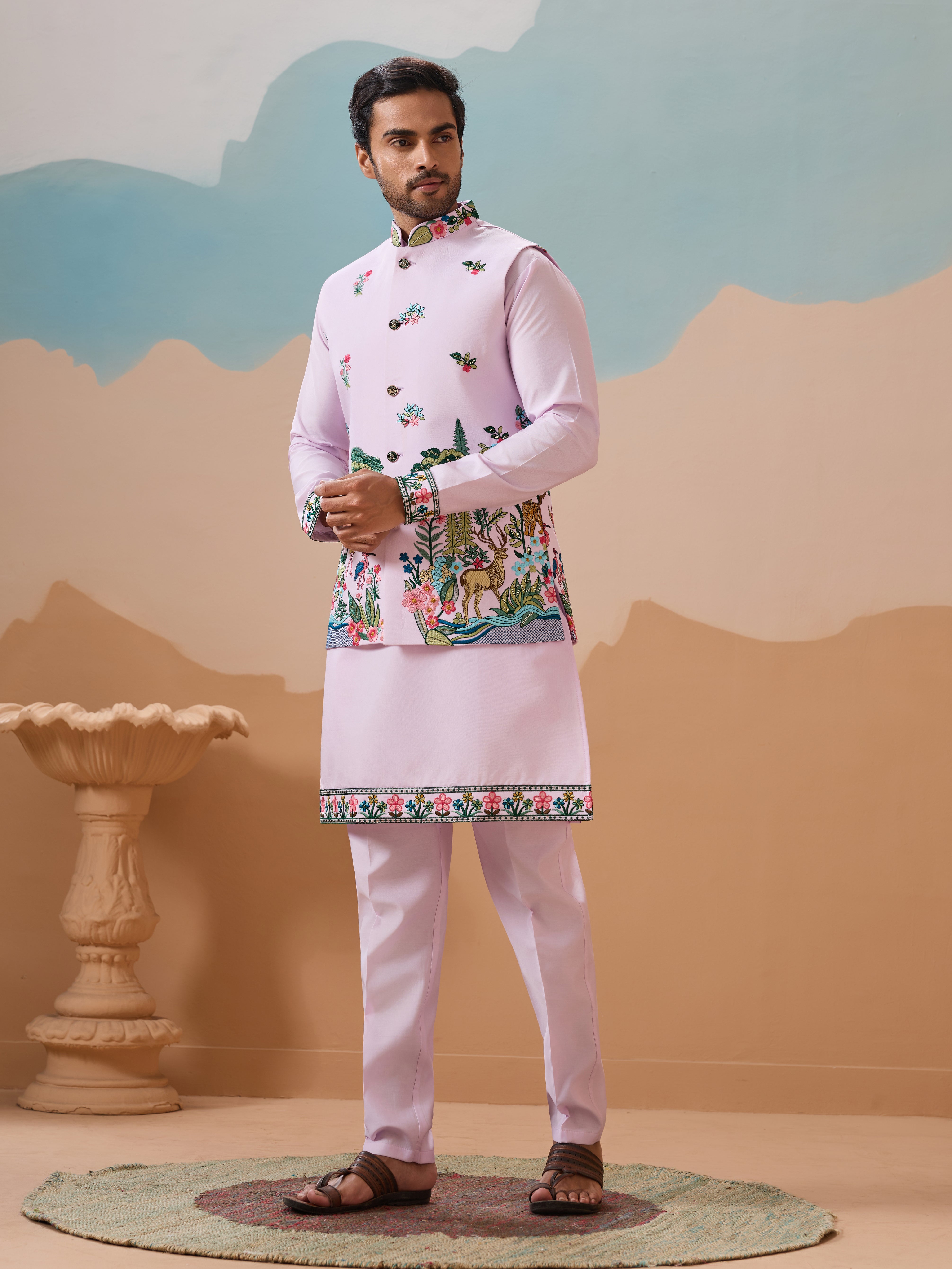 Vantara Design Luxury Lavender Mens Wear Koti Kurta