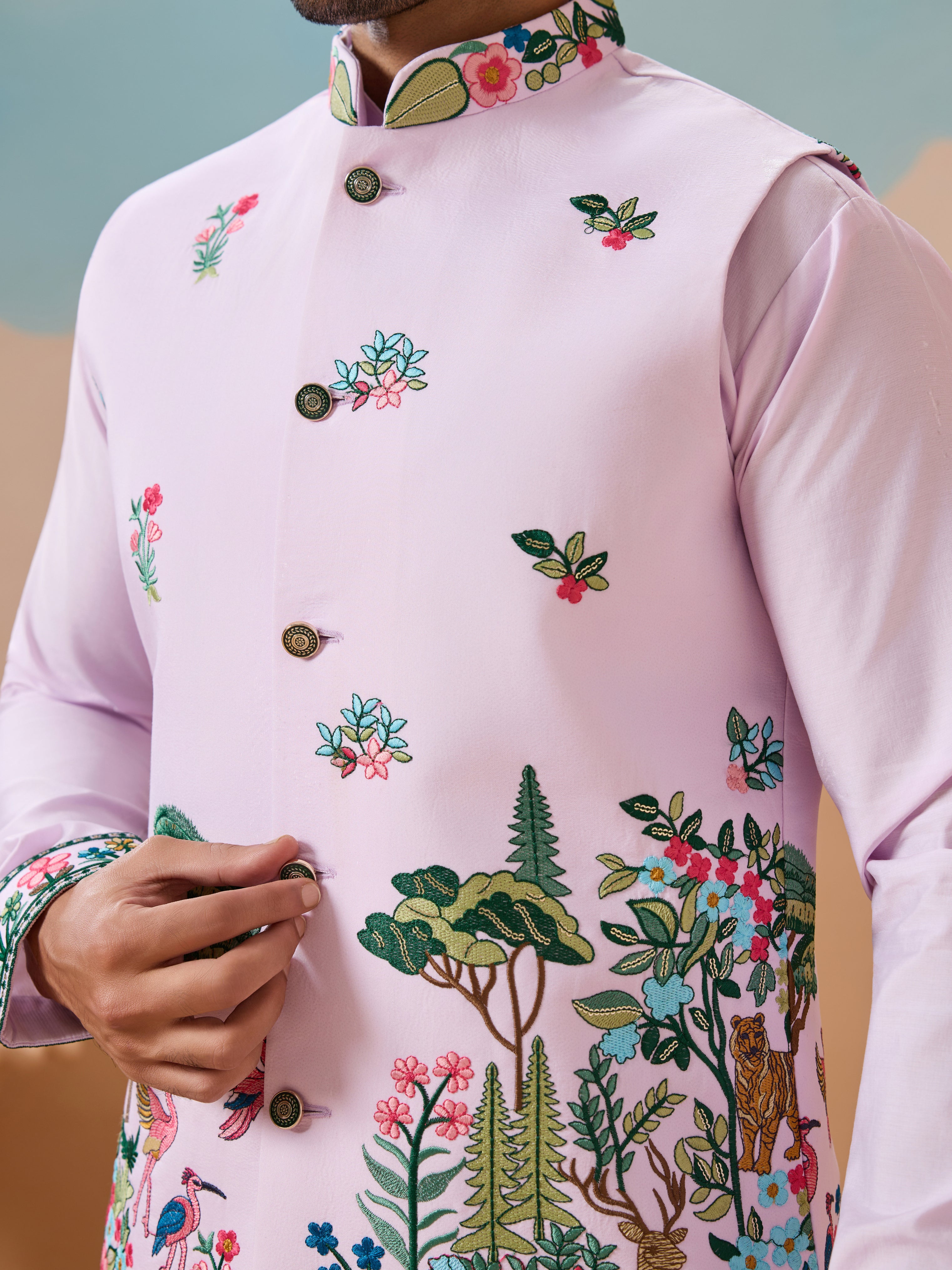 Vantara Design Luxury Lavender Mens Wear Koti Kurta