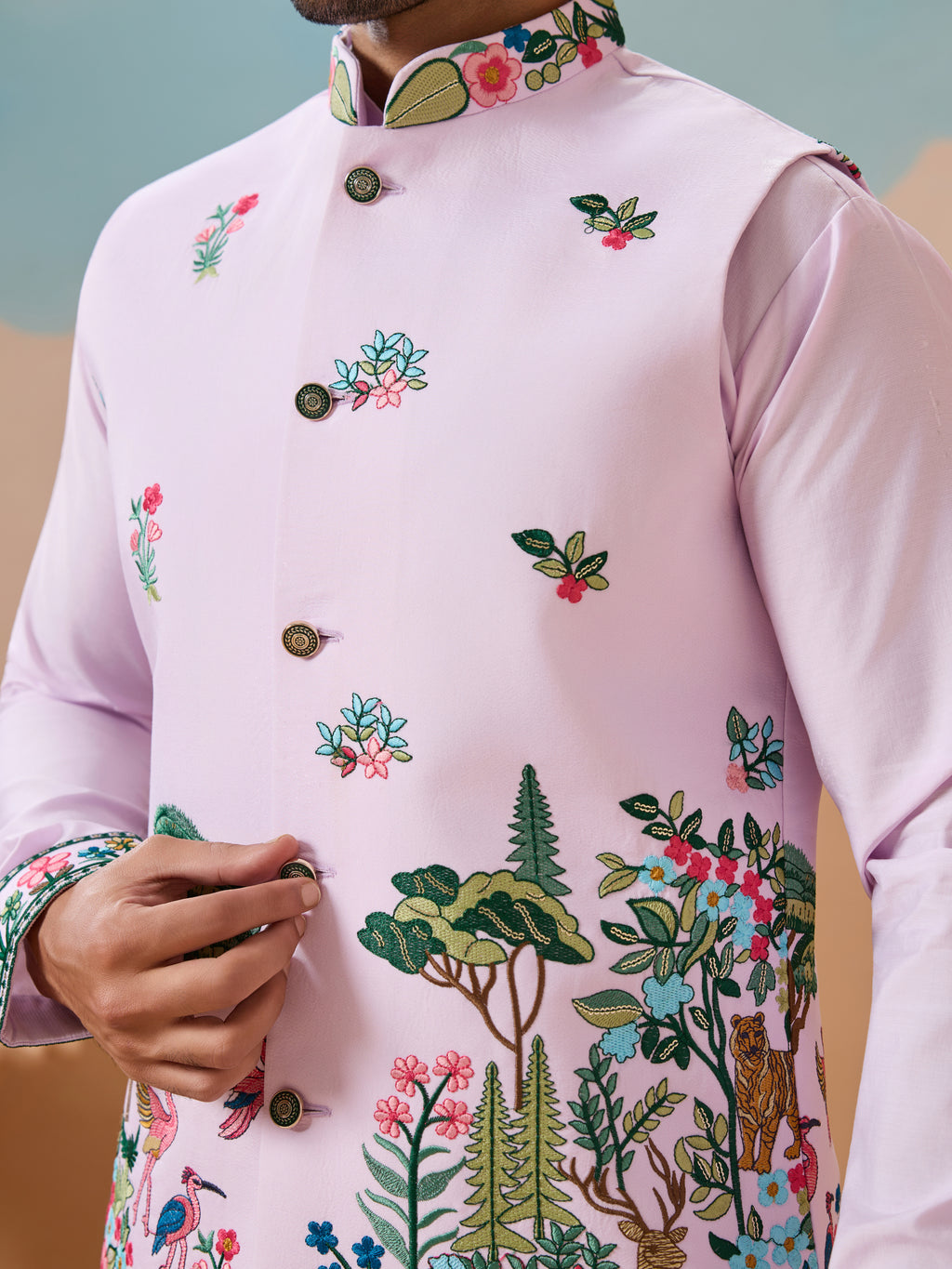 Vantara Design Luxury Lavender Mens Wear Koti Kurta
