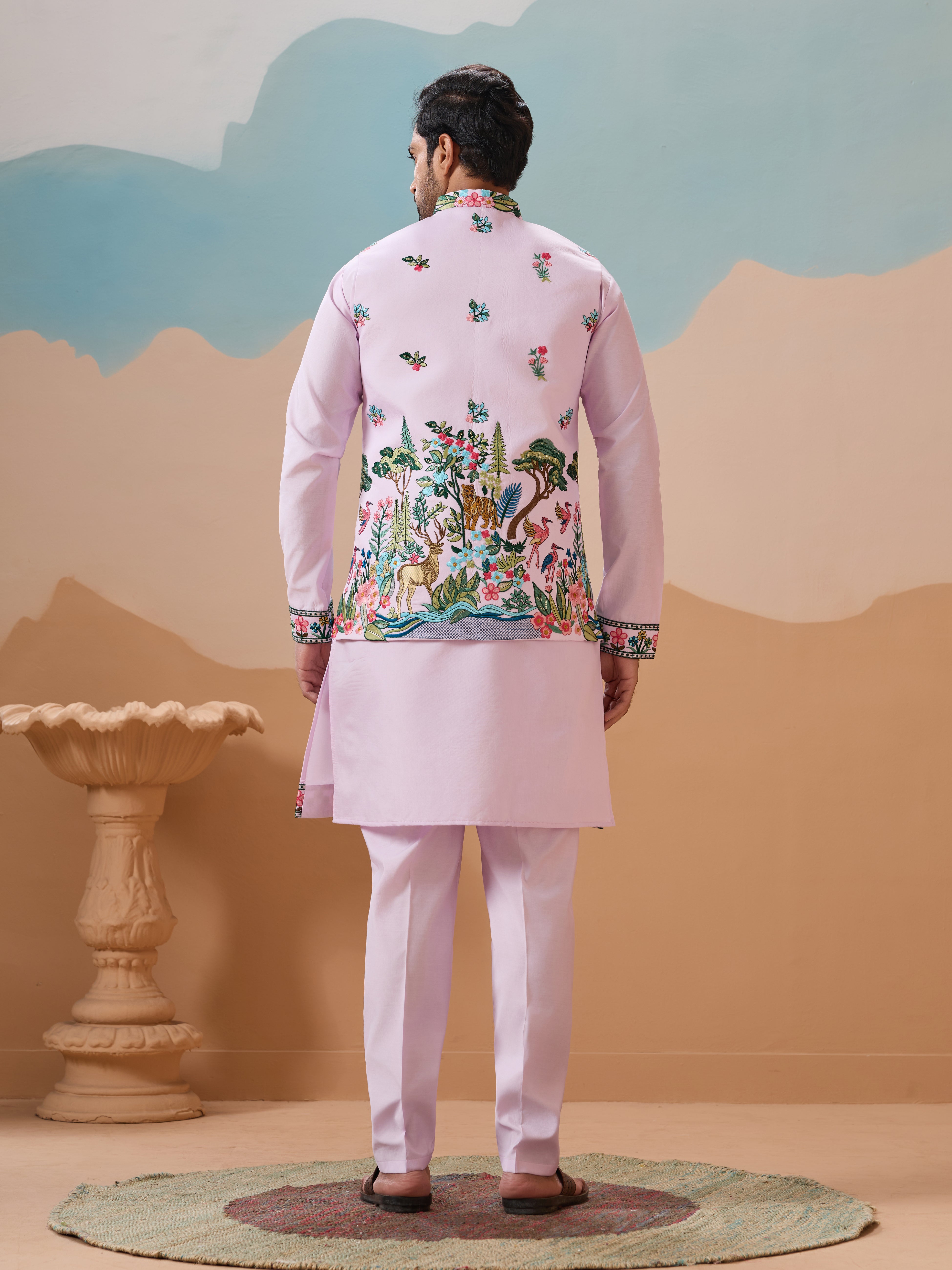 Vantara Design Luxury Lavender Mens Wear Koti Kurta
