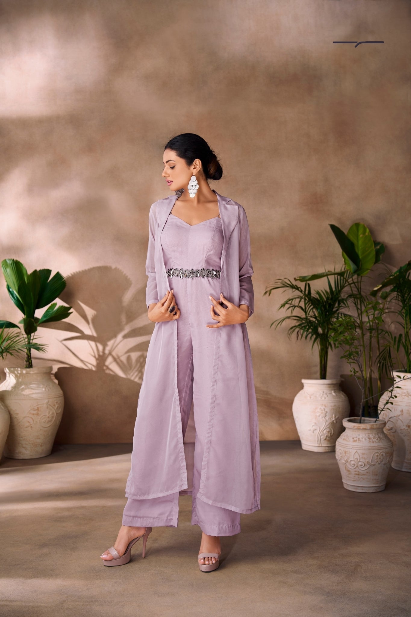 Premium Lavender Organza Co Ord Set