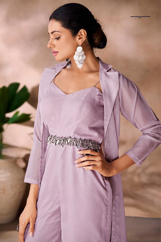 Premium Lavender Organza Co Ord Set