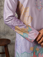 Lavender Soft Silk Designer Kurta Bell Bottom Set
