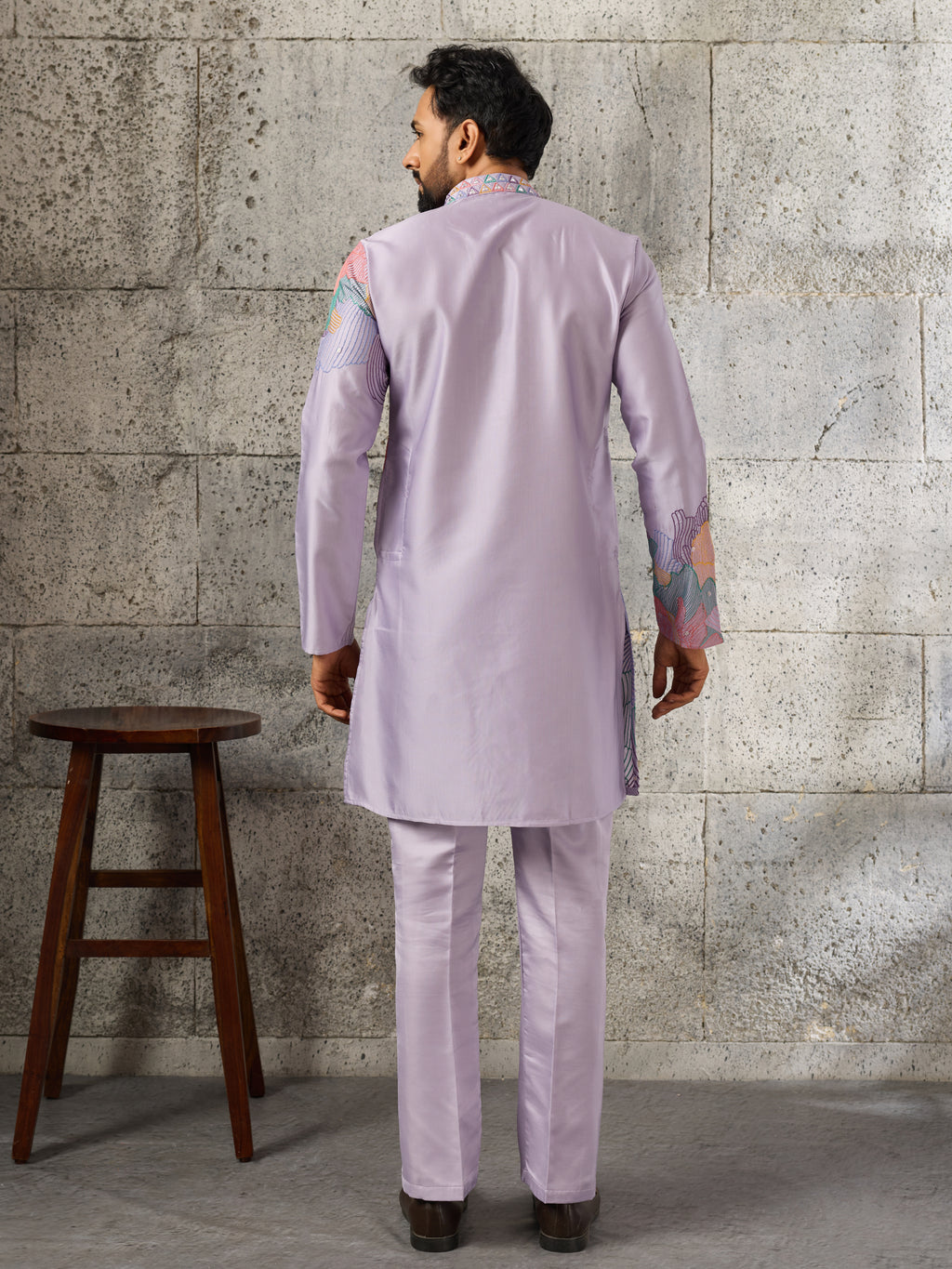 Lavender Soft Silk Designer Kurta Bell Bottom Set
