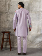 Lavender Soft Silk Designer Kurta Bell Bottom Set
