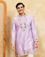Premium Lavender Viscose Silk Thread Work Kurta Set