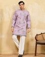 Sophisticated Lavender Viscose Silk Ethnic Kurta Set