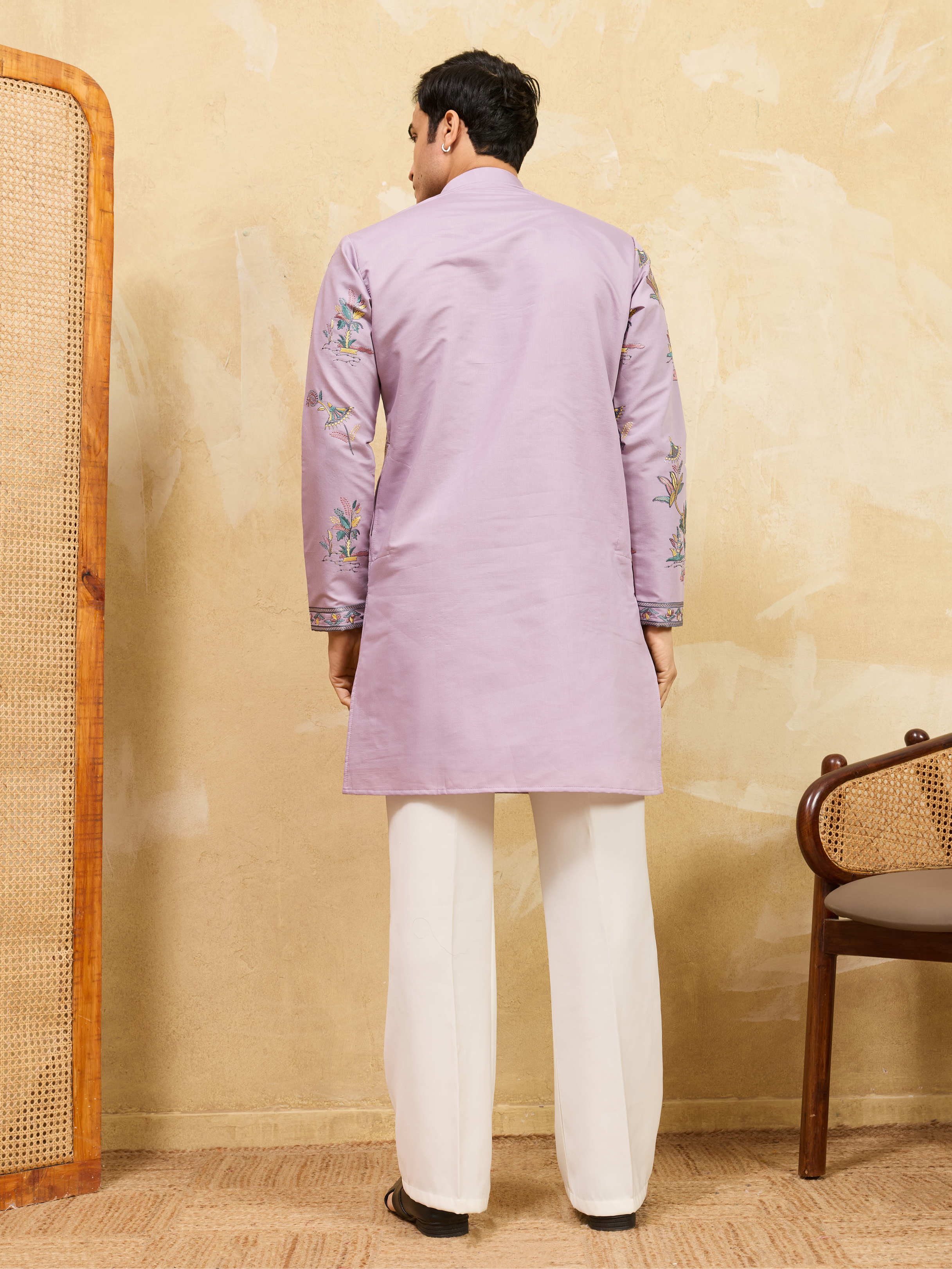 Sophisticated Lavender Viscose Silk Ethnic Kurta Set
