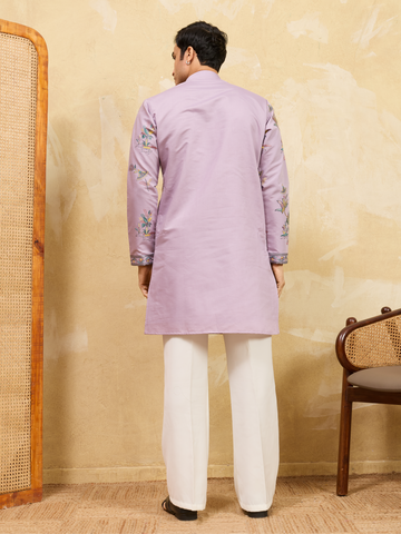 Sophisticated Lavender Viscose Silk Ethnic Kurta Set
