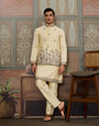 Haldi Special Light Yellow Koti Kurta Set for Mens Wear
