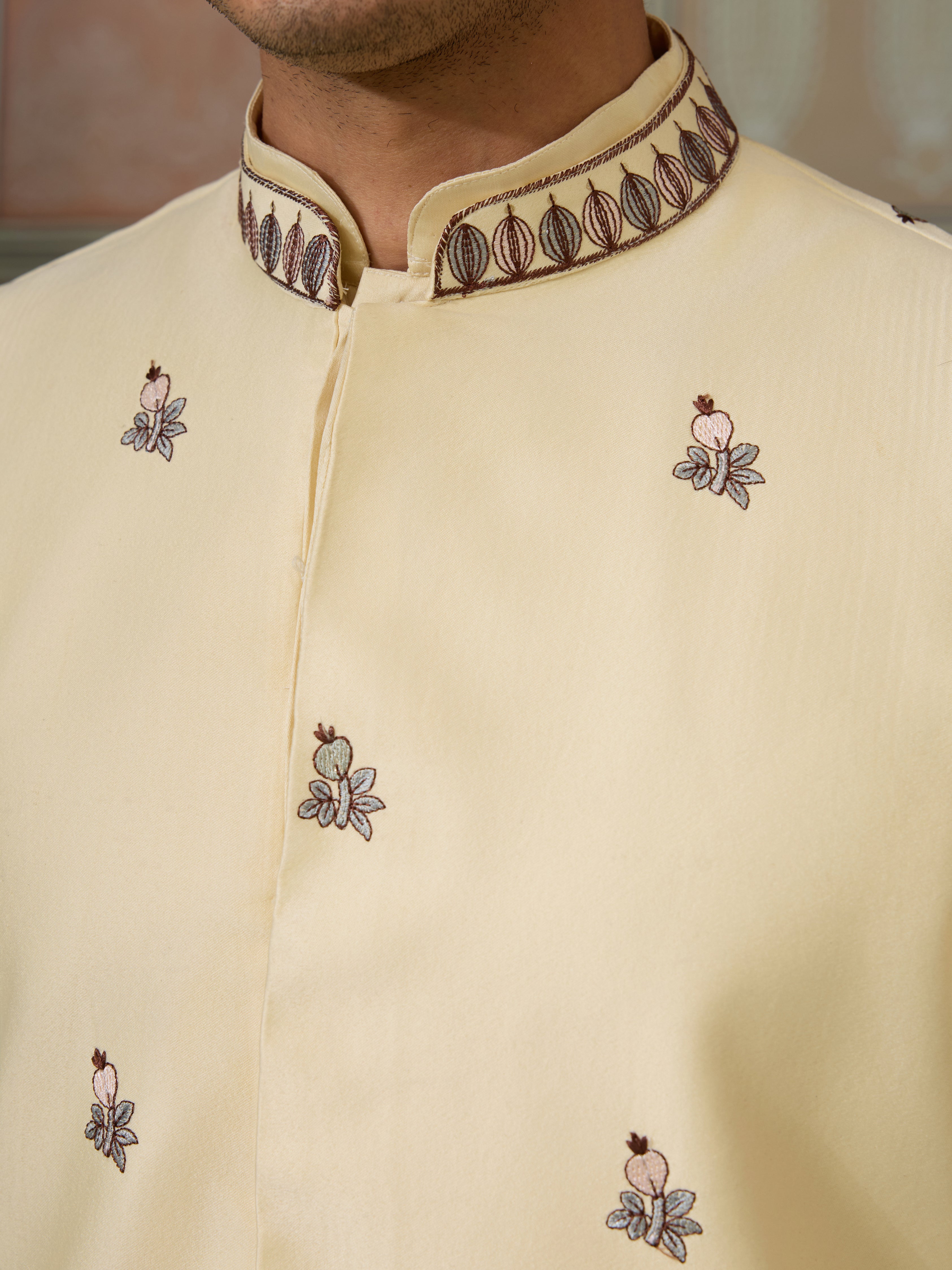 Haldi Special Light Yellow Koti Kurta Set for Mens Wear