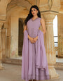 Ethereal Lilac Georgette Anarkali With Intricate Geometric Embroidery