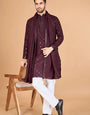 Maroon Stylish Sequence Embroidered Best Kurta for Men