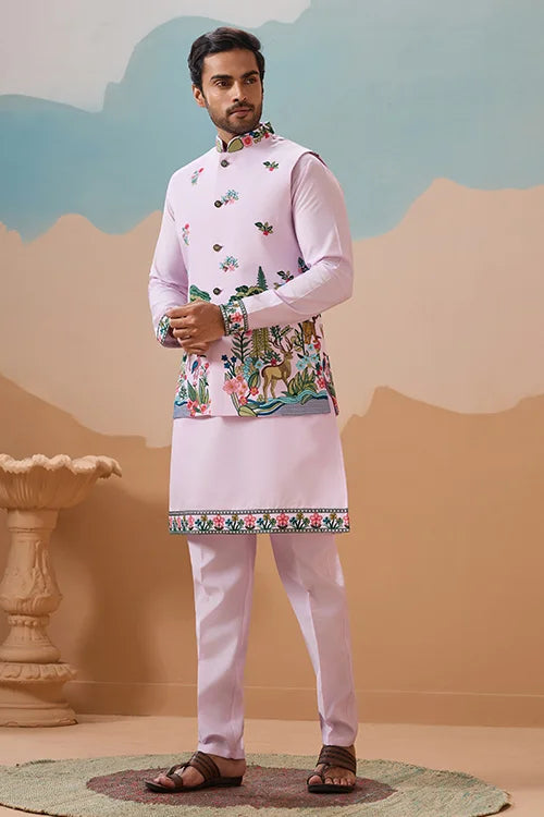 Vantara Design Luxury Lavender Mens Wear Koti Kurta