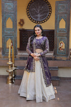 Luxury Cosmos Zari and Pipe Work Lehenga Set with Dupatta
