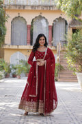 Elegance Luxury Designer Embroidered Work Gown With Dupatta Set