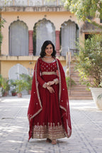 Elegance Luxury Designer Embroidered Work Gown With Dupatta Set