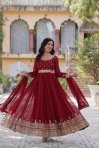 Elegance Luxury Designer Embroidered Work Gown With Dupatta Set