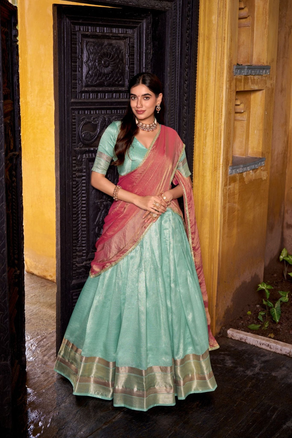 Luxury Dupion Silk Lehenga with Zari Dupatta – Wedding & Party Wear Ensemble