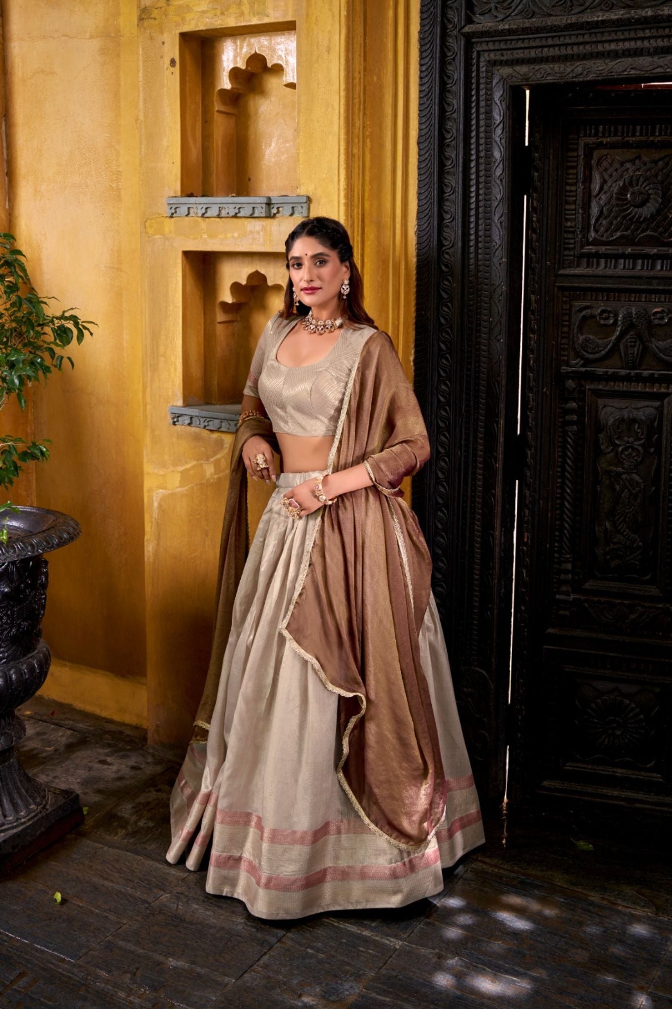 Luxury Dupion Silk Lehenga with Zari Dupatta – Wedding & Party Wear Ensemble