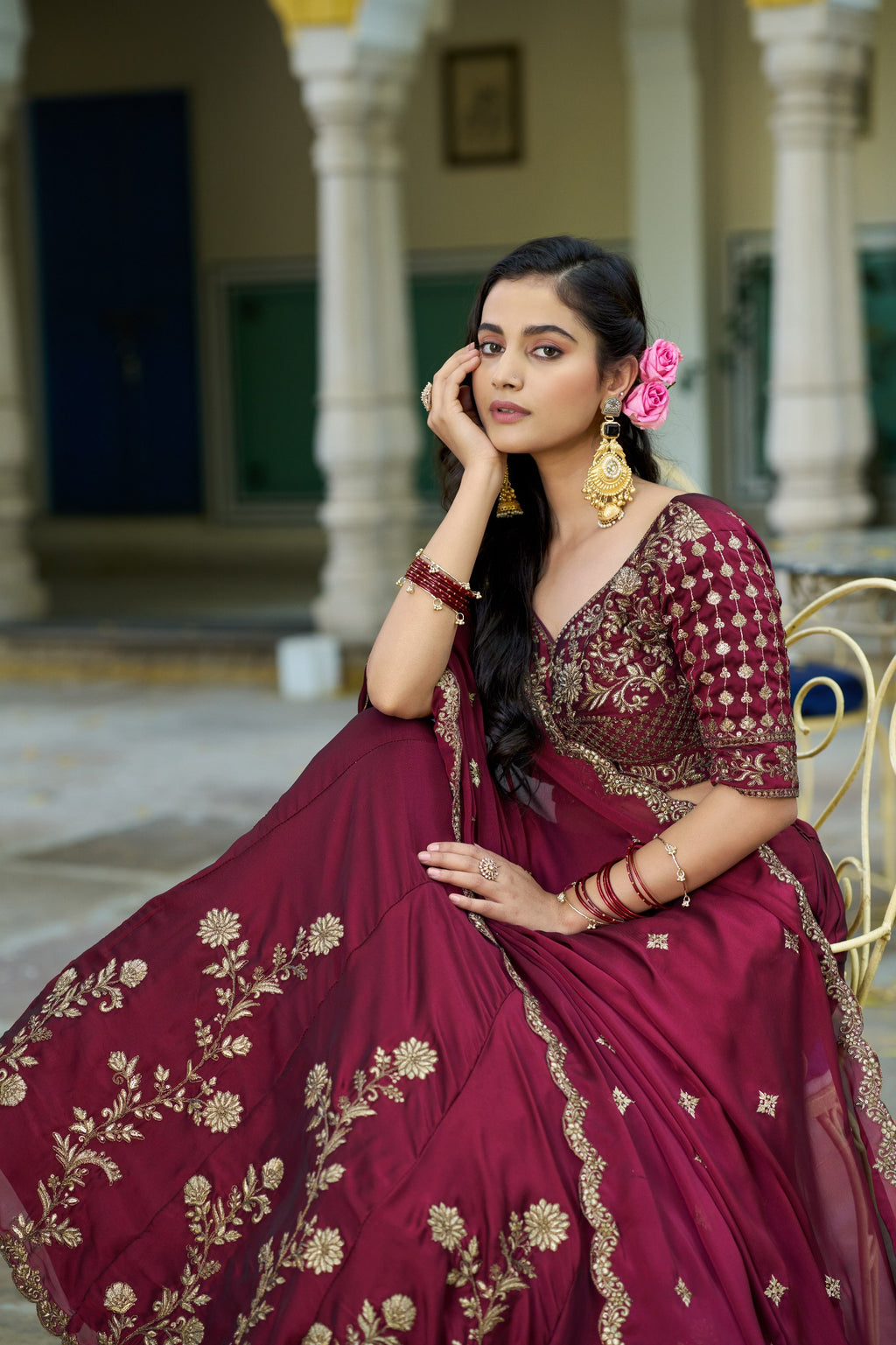 Luxury Rangoli Silk Lehenga with Embroidered Dupatta Collection

