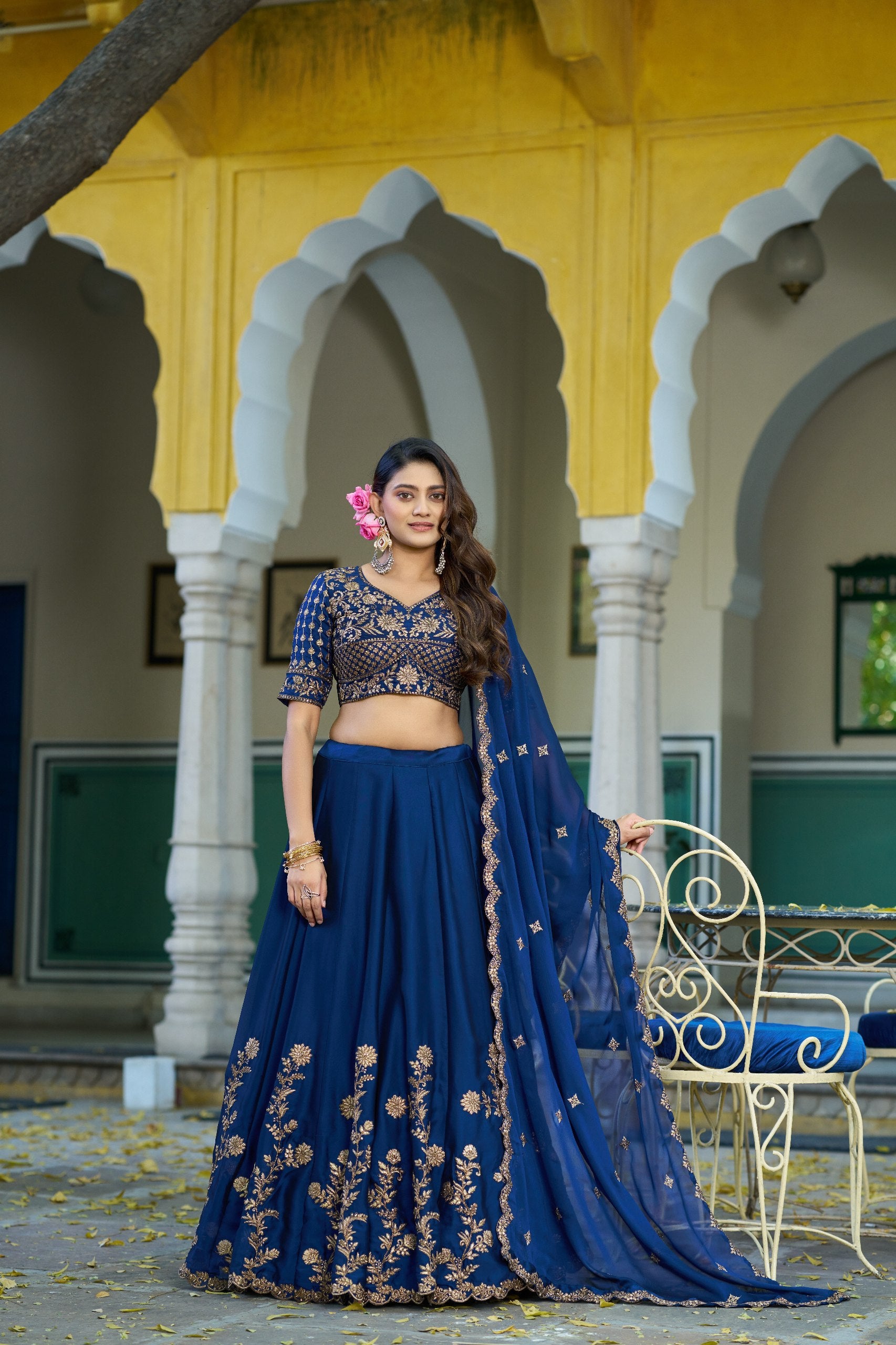 Luxury Rangoli Silk Lehenga with Embroidered Dupatta Collection
