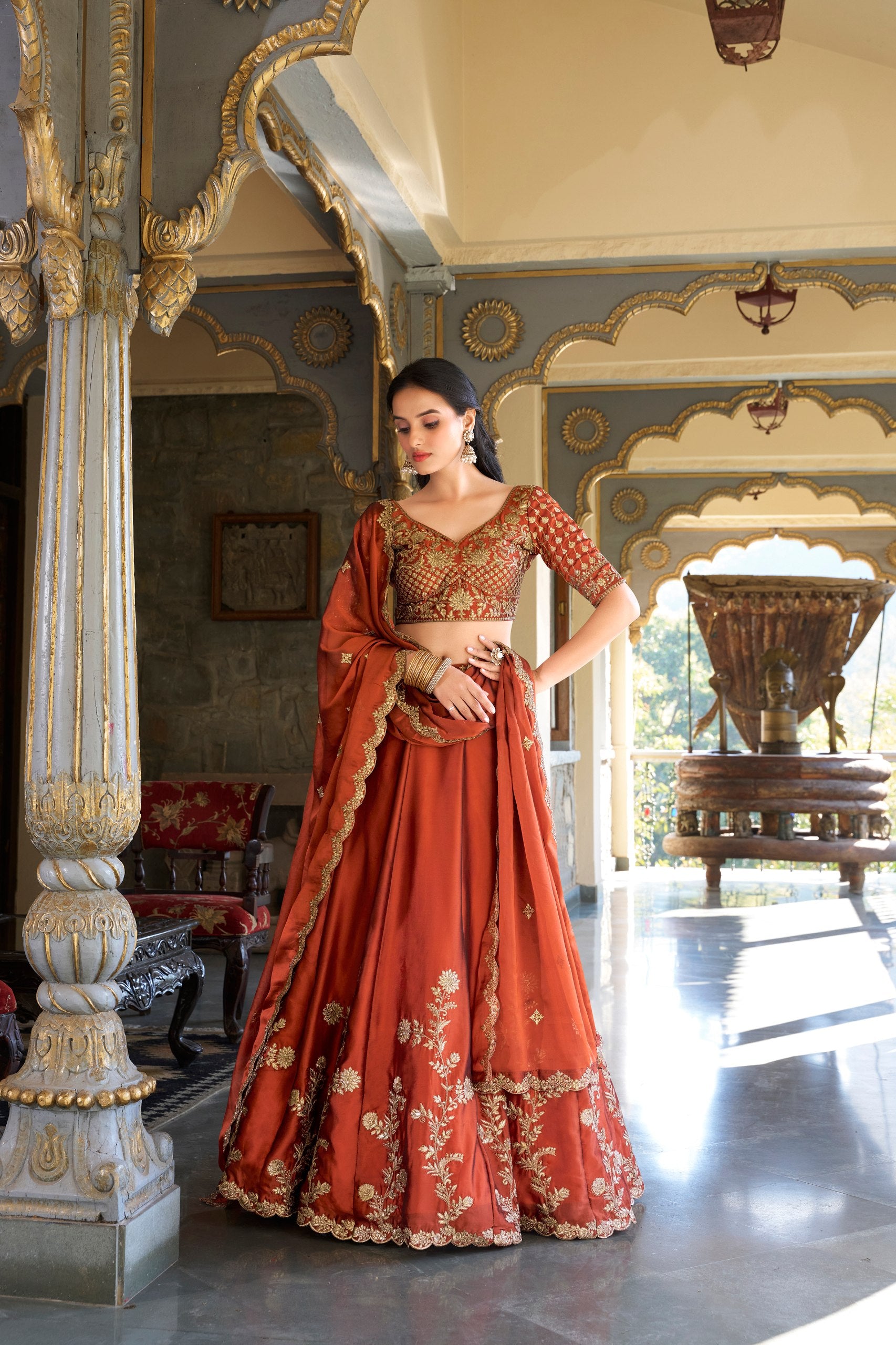Luxury Rangoli Silk Lehenga with Embroidered Dupatta Collection
