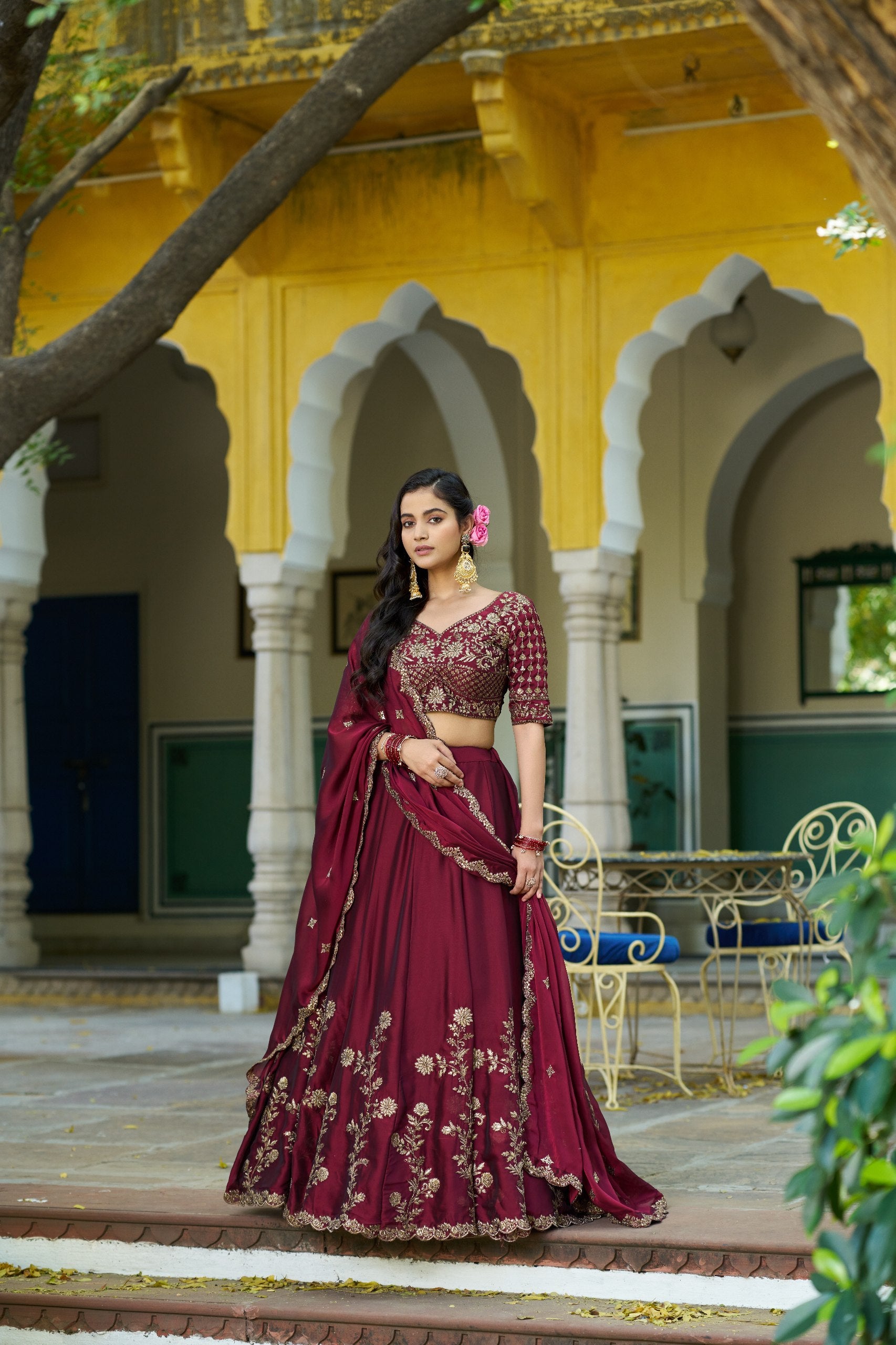 Luxury Rangoli Silk Lehenga with Embroidered Dupatta Collection
