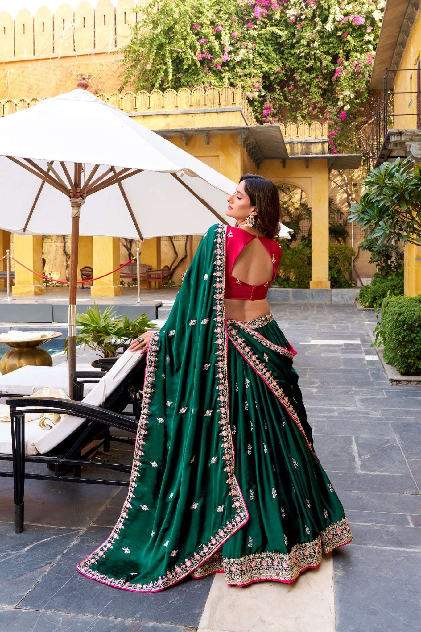 Luxury Silk Satin Embroidered Lehenga Set For Wedding And Festive Wear