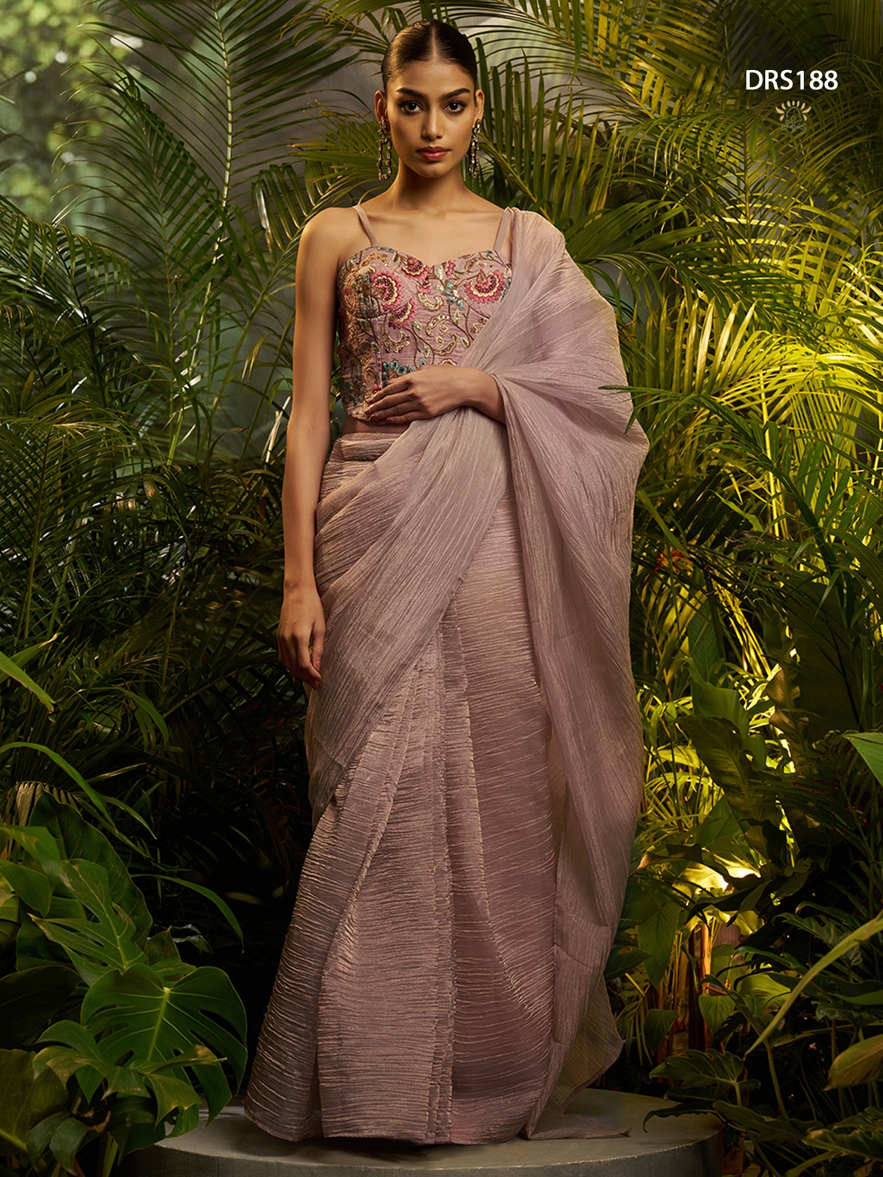 Luxury Pure Tissue Ready-to-Wear Pre-Draped Saree with Embroidered Stitched Blouse
