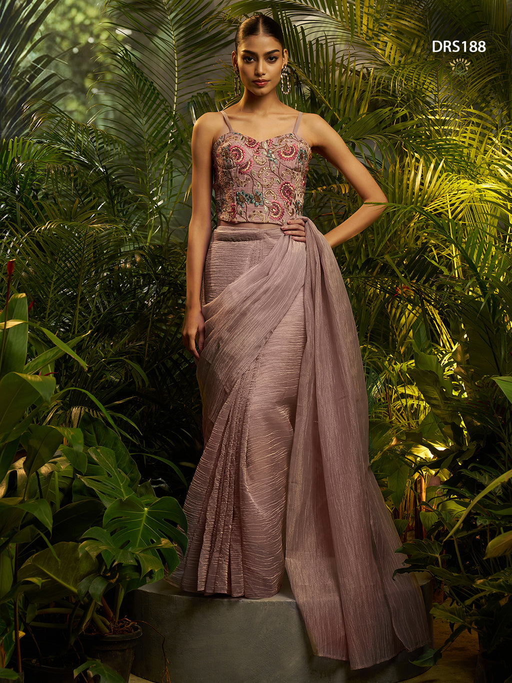 Luxury Pure Tissue Ready-to-Wear Pre-Draped Saree with Embroidered Stitched Blouse
