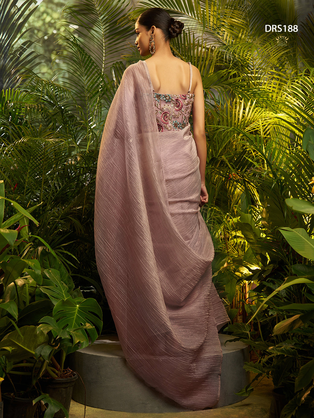 Luxury Pure Tissue Ready-to-Wear Pre-Draped Saree with Embroidered Stitched Blouse
