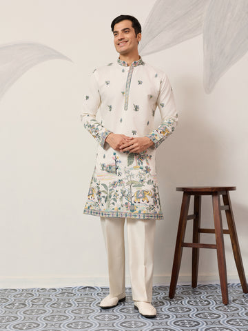 Luxury White Kurta for Indian Wedding Mens Wear