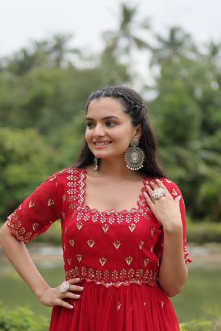 Luxury Zari Thread Sequins Embroidery Work Gown
