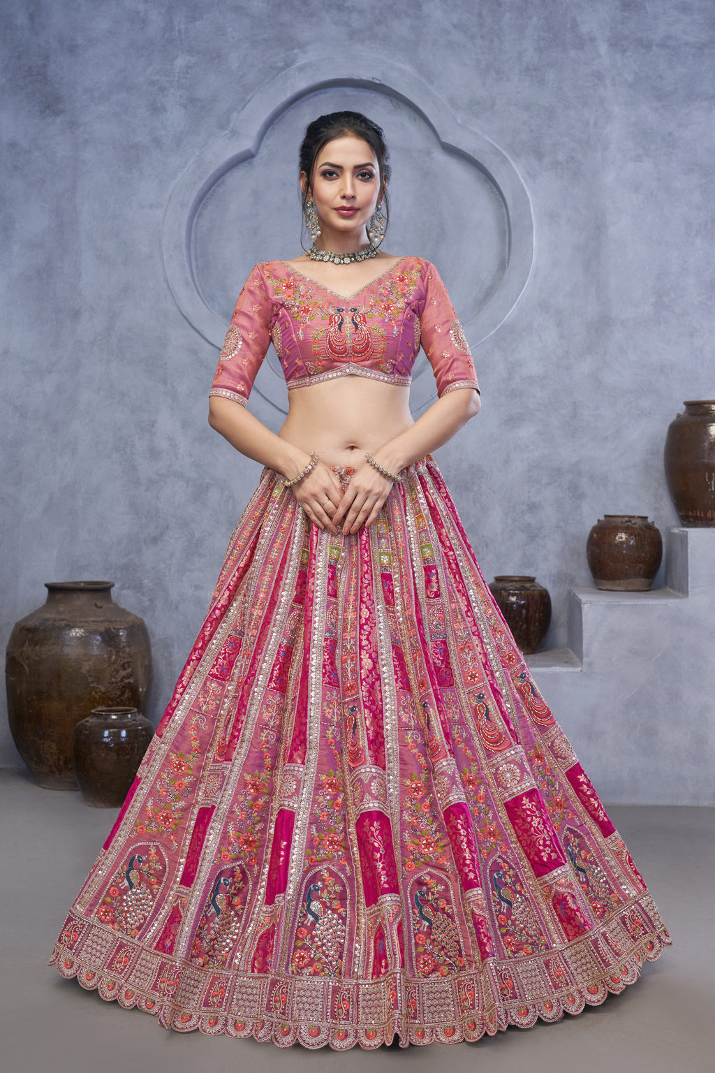 Magenta Purple Art Silk Bridal Lehenga with Dupatta
