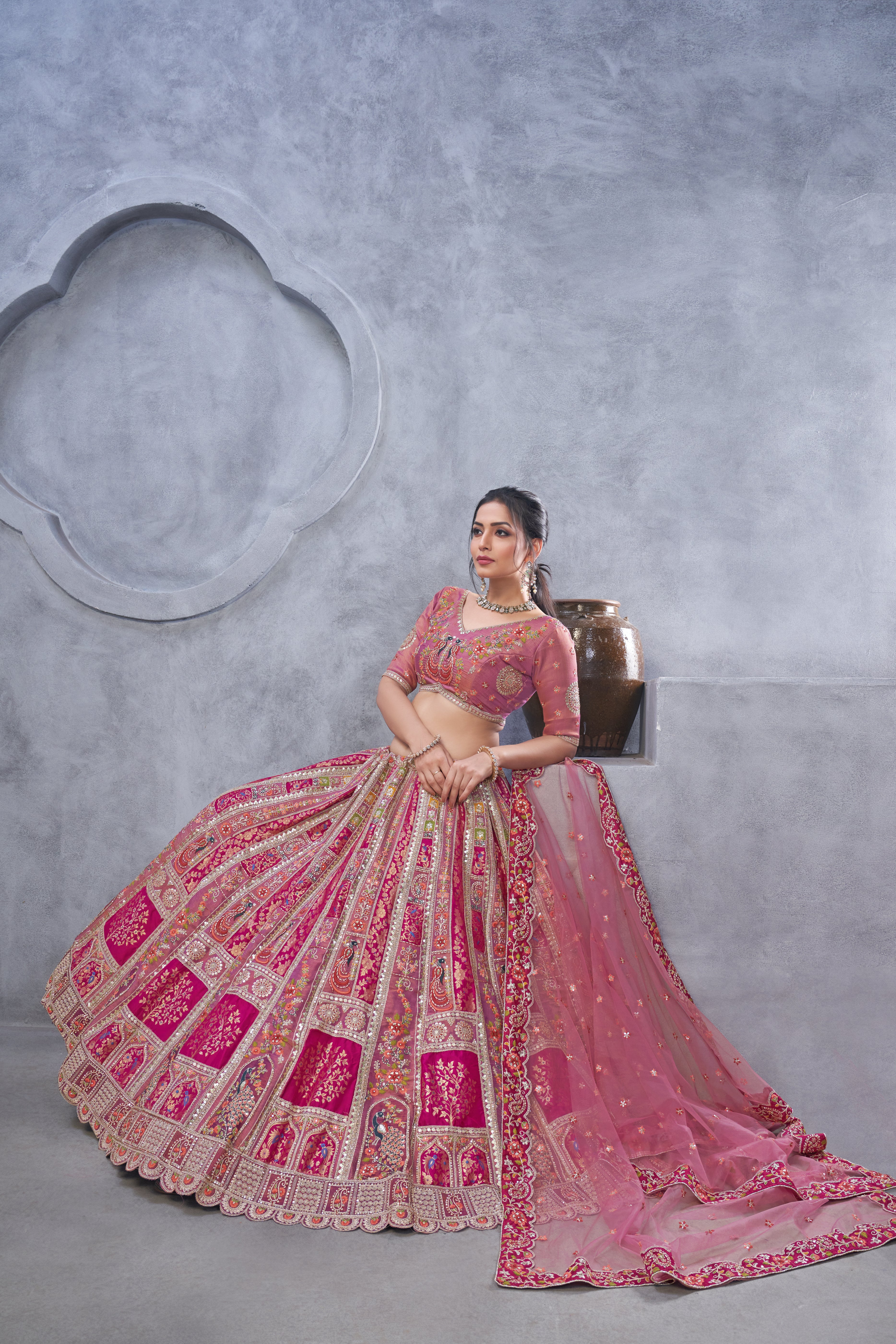 Magenta Purple Art Silk Bridal Lehenga with Dupatta
