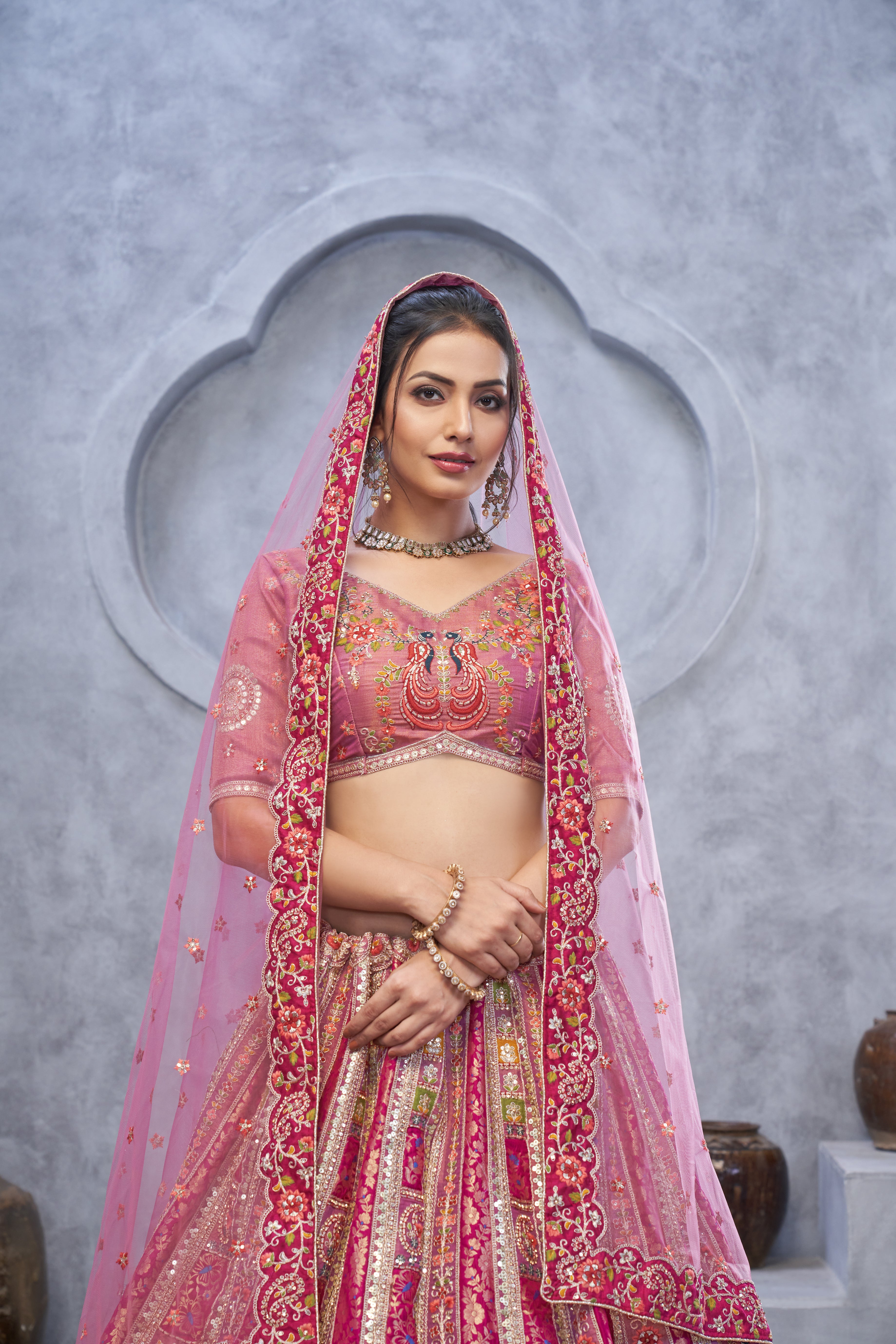 Magenta Purple Art Silk Bridal Lehenga with Dupatta